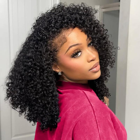 Elevate Your Style with the Bling Hair 200% Glueless Human Hair Half Wig – Versatile 3-in-1 Kinky Curly Design for Effortless Glam!