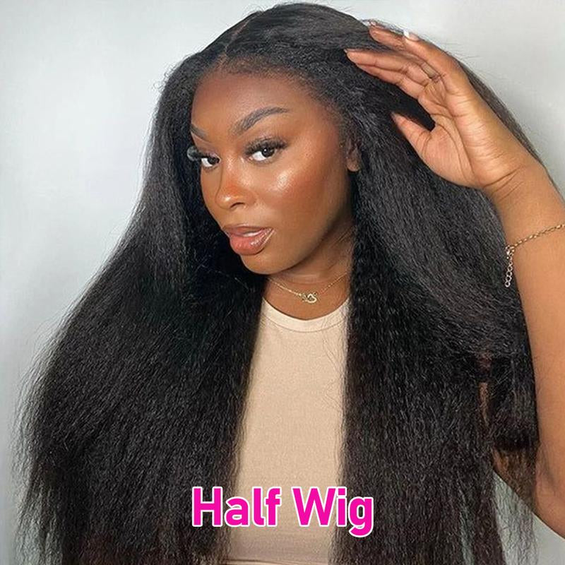 Elevate Your Style with the Bling Hair 200% Glueless Human Hair Half Wig – Versatile 3-in-1 Kinky Curly Design for Effortless Glam!