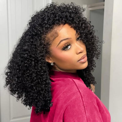 Elevate Your Style with the Bling Hair 200% Glueless Human Hair Half Wig – Versatile 3-in-1 Kinky Curly Design for Effortless Glam!